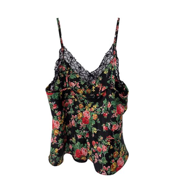 VTG VICTORIA SECRET SMALL GOLD LABEL Y2K FLORAL SATIN LACE SPAGHETTI STRAP CAMI - Picture 2 of 4